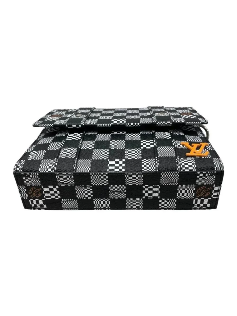 Louis Vuitton Shoulder Bag Flap Soft Trunk Damier Distorted Black White